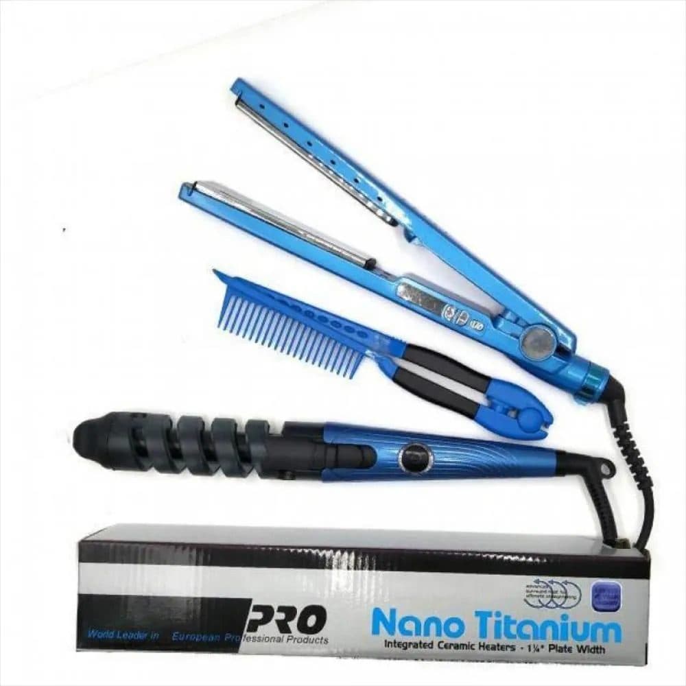TRIO ,PLANCHA. RIZADORA Y PEINE ELECTRICOS CAPILARES